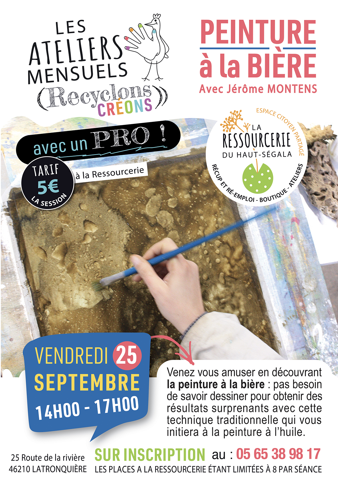 Atelier « peinture à la bière » à la Ressourcerie du Haut-Ségala – le 25/09 à Latronquière